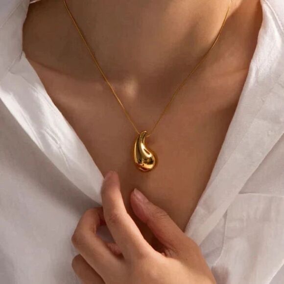 Anthro 18k Gold Plated Drop Necklace - Picture 1 of 7